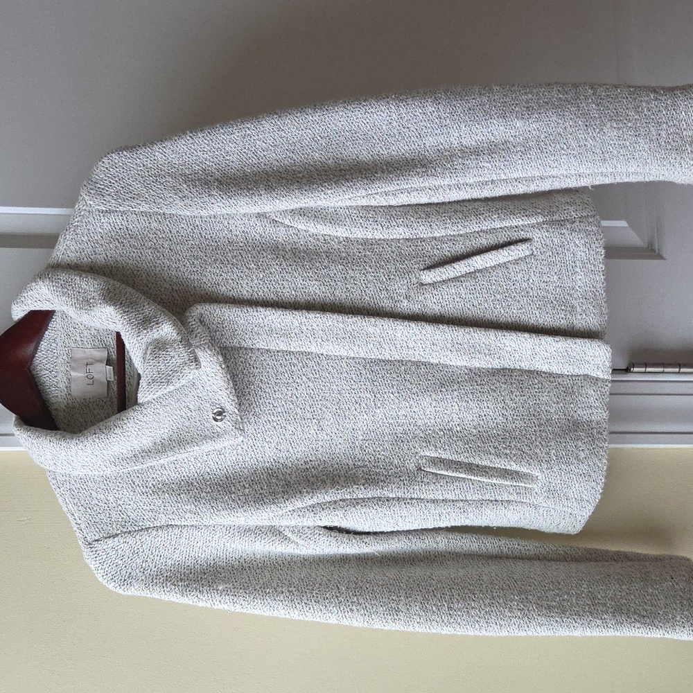 LOFT Chic Cream Textured Jacket size XS - Picture 4 of 5
